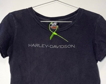 REANIMATED VINTAGE Harley Davidson Baby Tee - Studded Logo - SMALL