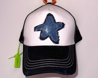 Groovy Blob Star Trucker Hat - Hand Distressed