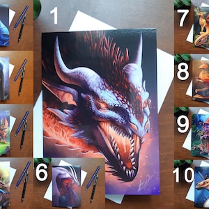 Kleurrijke Fantasy Wish Cards set / lot - Mooie lege kaarten voor alle gelegenheid - Fantastische wezens en draken wenskaarten