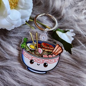 Cute Ramen Bowl Acrylic Keychain / Kawaii Noodle Bowl / Japanese - Asian Food