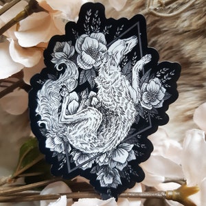 Borzoi Magnet - Cute Borzoi Russian Hound & Flowers Magnet