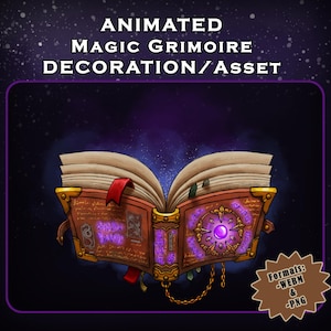 Grimório mágico fofo Vtuber Asset / Stream 2D Asset / Twitch / Livro flutuante / Mágico / Feiticeiro / Mago / Decoração de Halloween /
