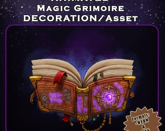 Cute Magic Grimoire Vtuber Asset / Stream 2D Asset / Twitch / Floating Book / Magical / Sorcerer / Wizard / Halloween Decoration /