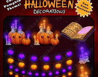 Animated Cute Pumpkin Decorations Pack / Halloween Stream Ornamentation Bundle / Twitch / Cute monster pumpkin / Magic Vibes / Spooky Theme