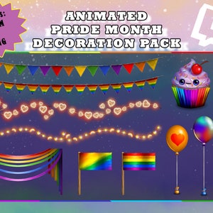 Animated Cute Pride Month /Stream Ornamentation pack / Twitch Assets / Cute Festive Ambient lights / Magic Vibes / Unique Rainbow Assets