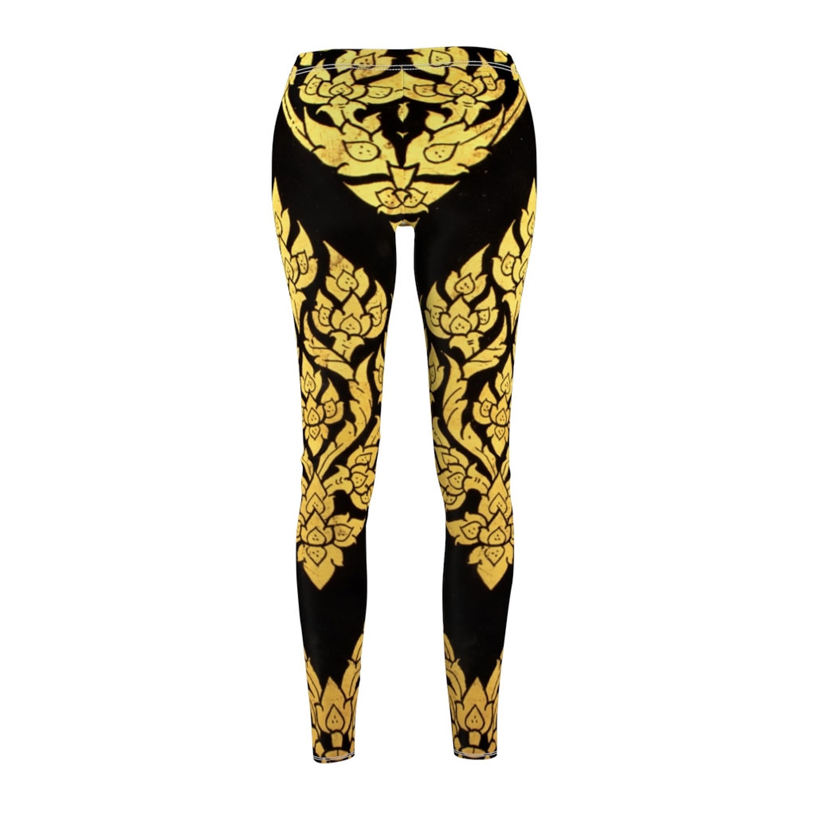 Novelty Summer Leggings For Women. Black & Gold Stylish Luxury Etsy