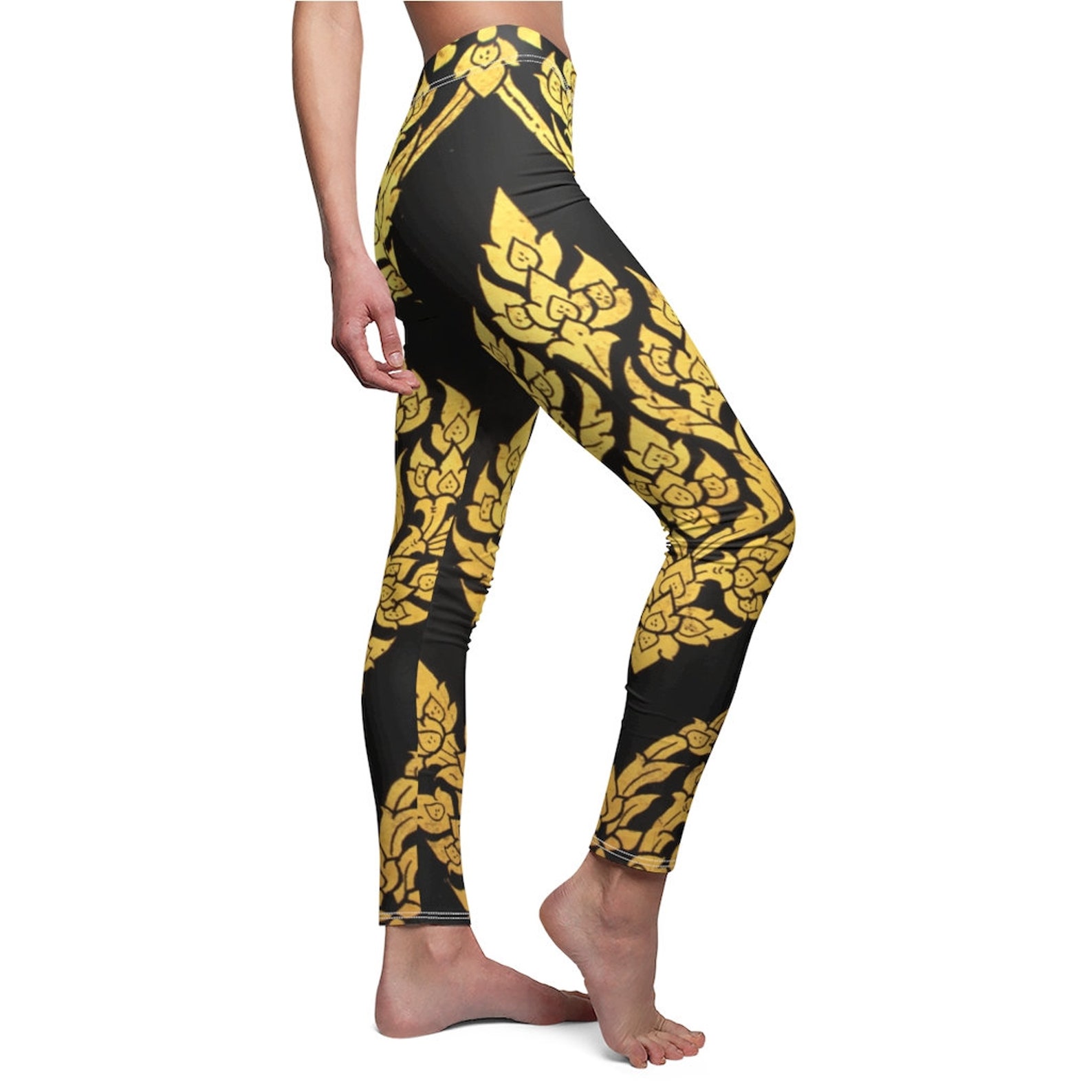 Novelty Summer Leggings For Women. Black & Gold Stylish Luxury Etsy