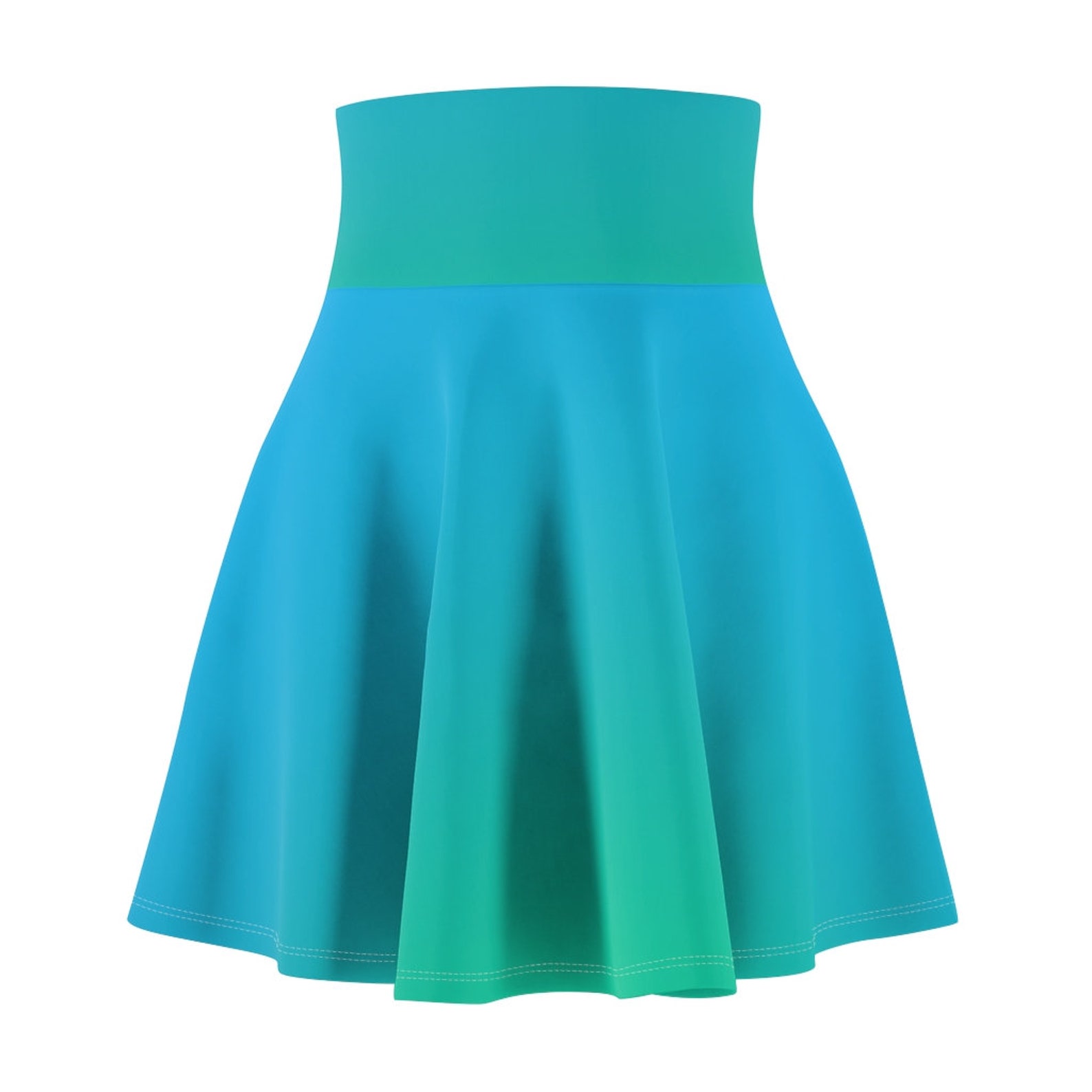 Turquoise Pleated Skirt High Waisted Elastic Spring / Summer | Etsy