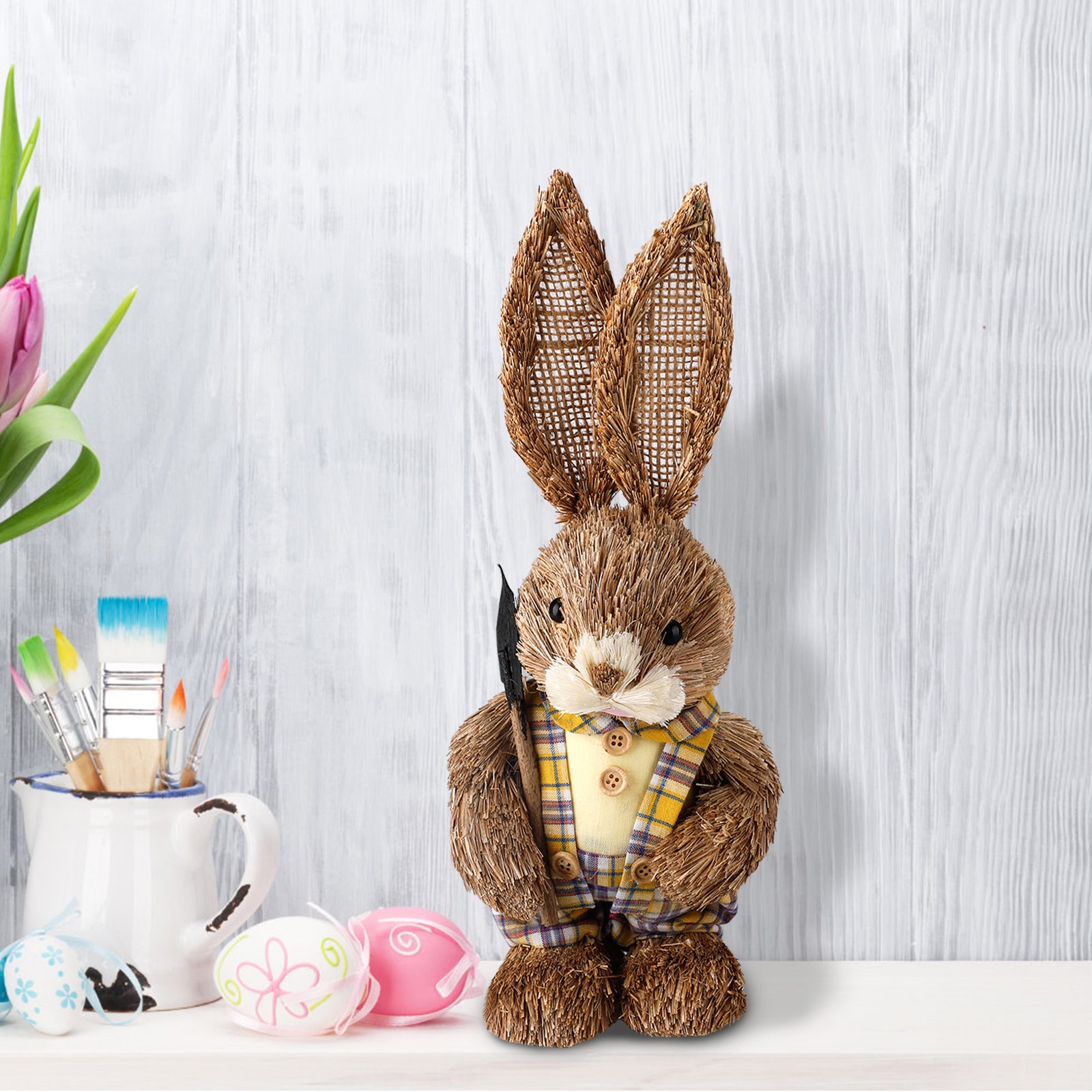 Easter Straw Rabbit Easter Bunny Decor Gift Easter Rabbit Etsy