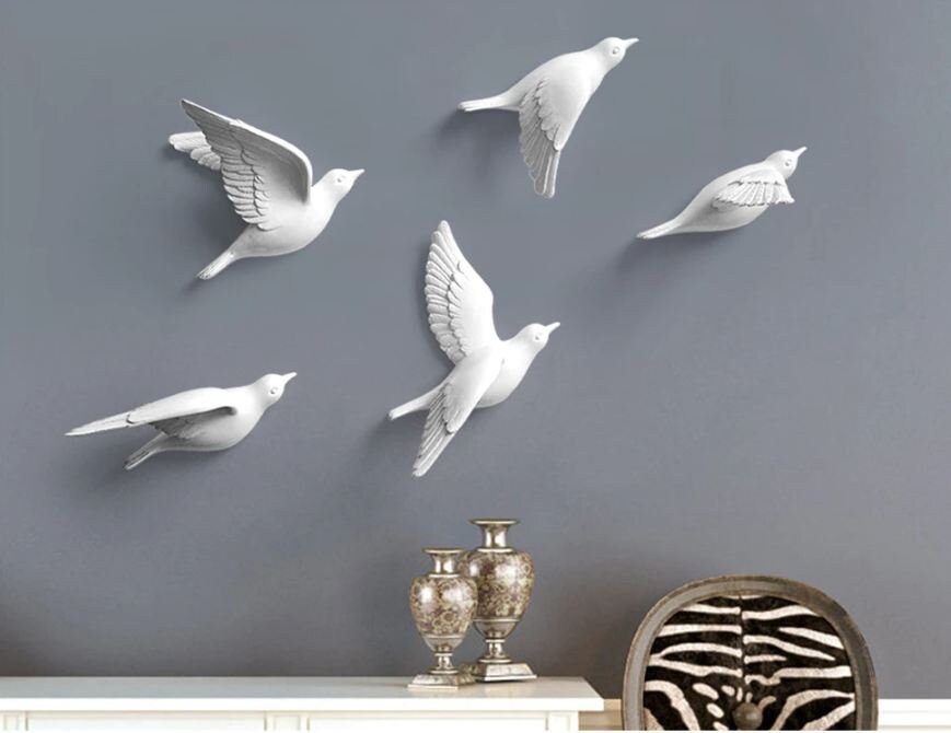 Bird Wall Art Bird Wall Sculpture 5 Piece Set Flying Birds Etsy