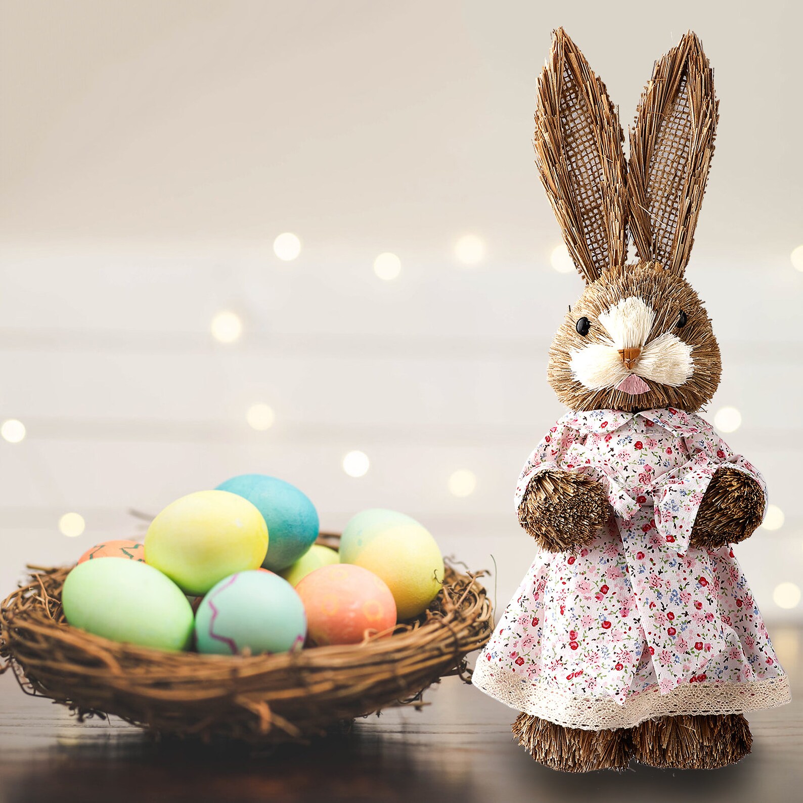 Easter Straw Rabbit Easter Bunny Decor Gift Easter Rabbit Etsy