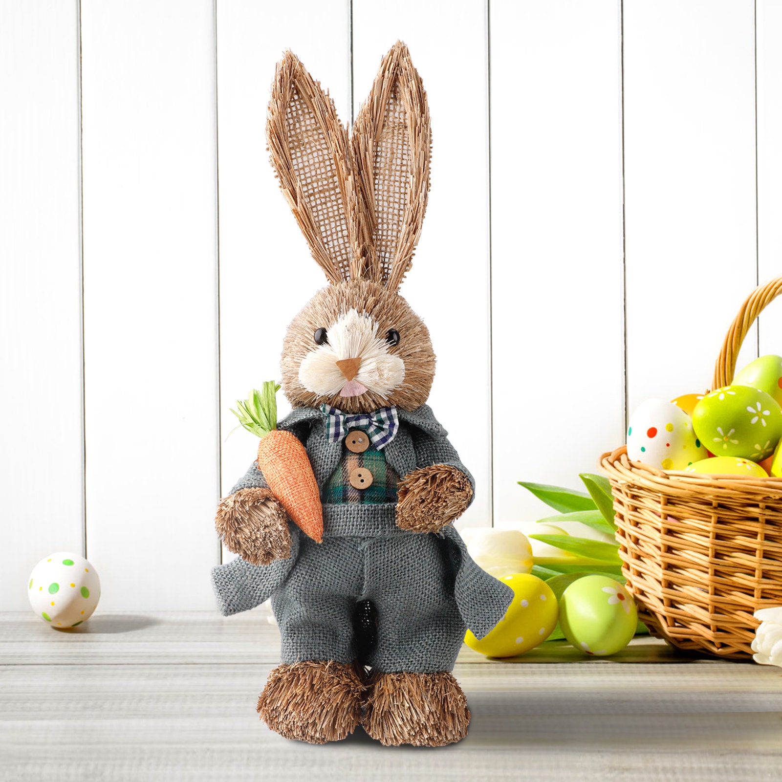 Easter Straw Rabbit Easter Bunny Decor Gift Easter Rabbit Etsy