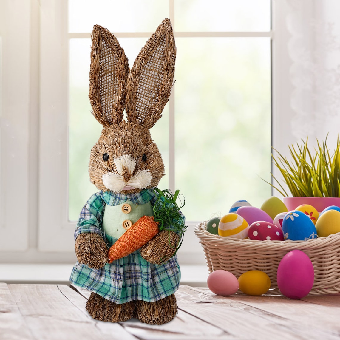 Easter Straw Rabbit Easter Bunny Decor Gift Easter Rabbit Etsy
