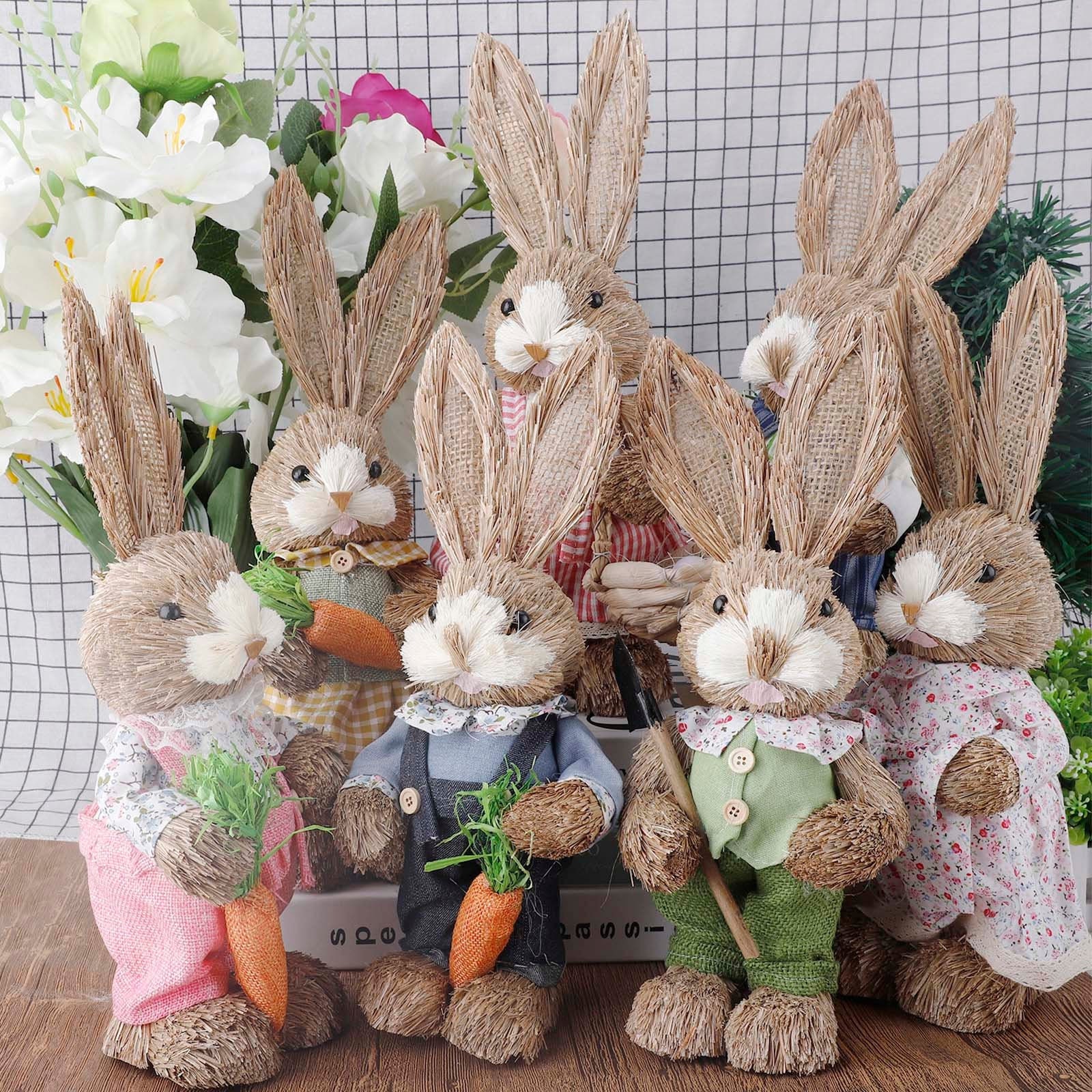 Easter Straw Rabbit Easter Bunny Decor Gift Easter Rabbit Etsy