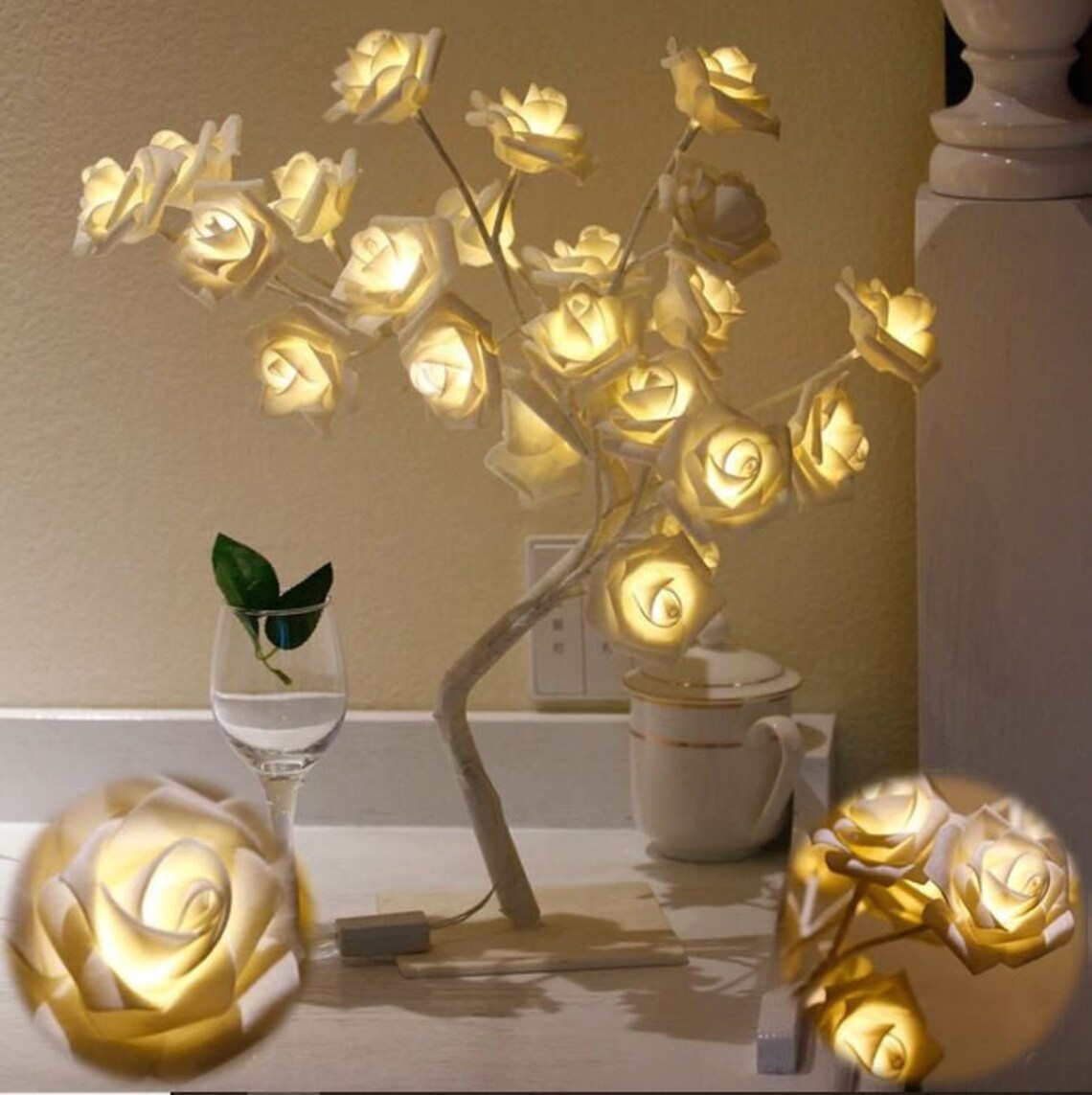 Flower Table Lamp LED Rose Lamp Night Light Lamp Desk Etsy