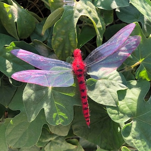 Red Dragonfly Replica with Clear Wings