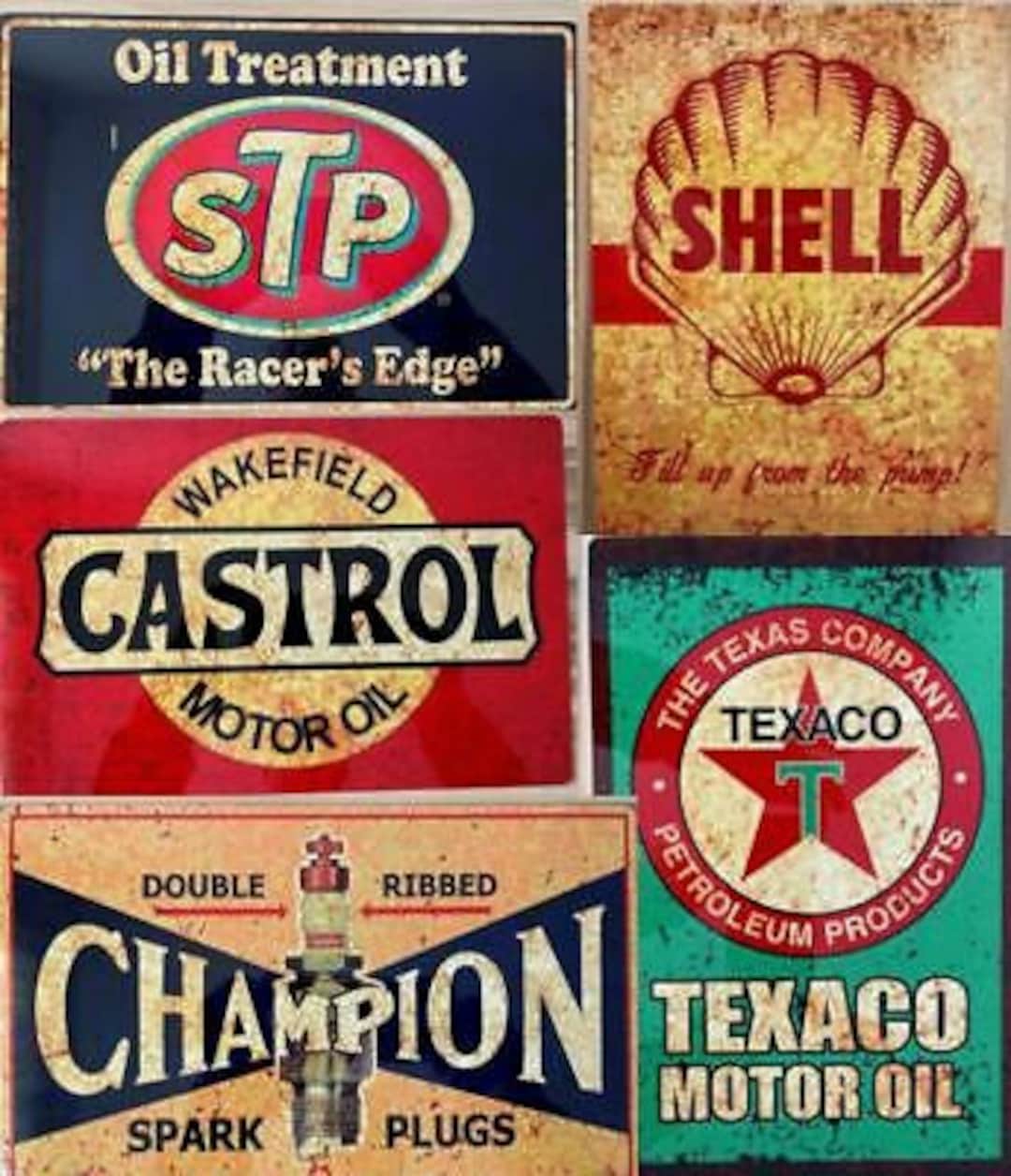 Vintage Garage Motor Racing Oil Petrol Old Advertising Large Metal