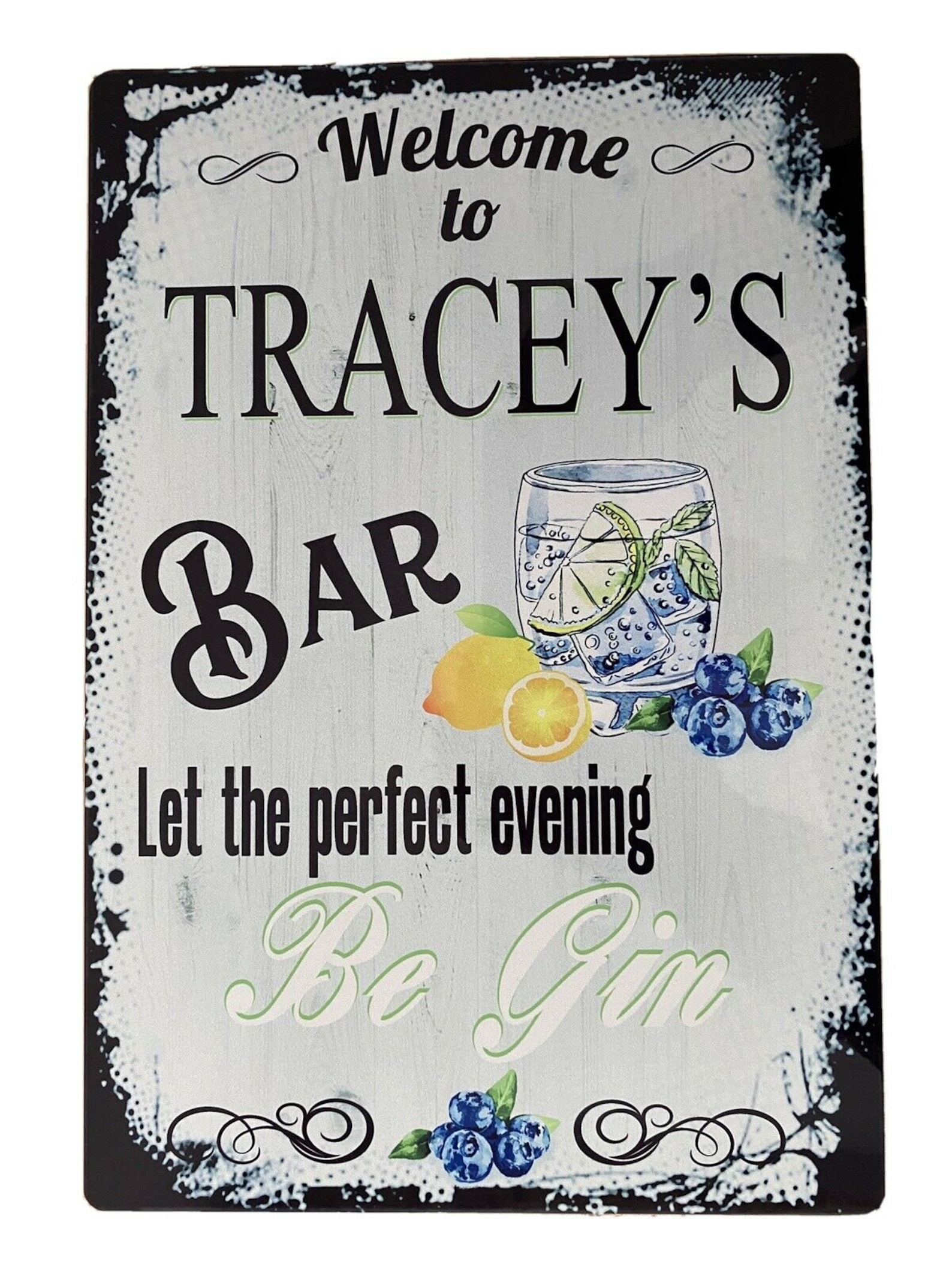 Gin Bar Sign Personalised With Your Name Aluminium Metal Wall Etsy