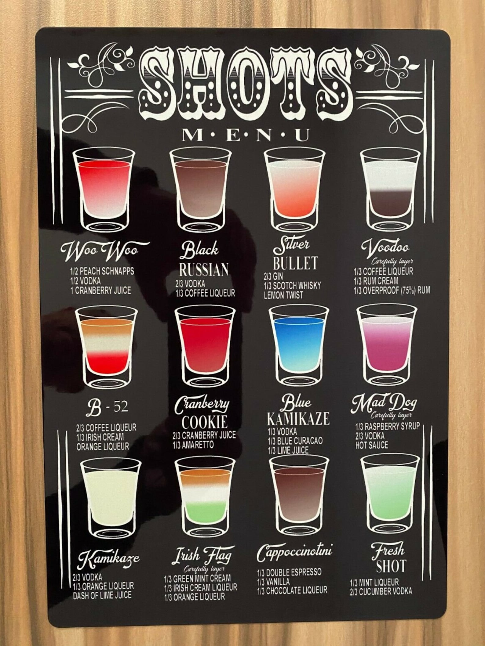 Shots Menu Sign Novelty Aluminium Metal Wall Plaque A4 for Bar Etsy
