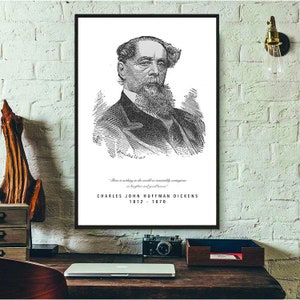 Charles Dickens Quote Author Printable wall art Black and white, Printable files, Multi Size, Digital print, Downloadable prints
