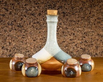 Beautiful Pottery Craft USA 5-Piece Decanter Set | Vintage Mid Century California Pottery | Made in the USA