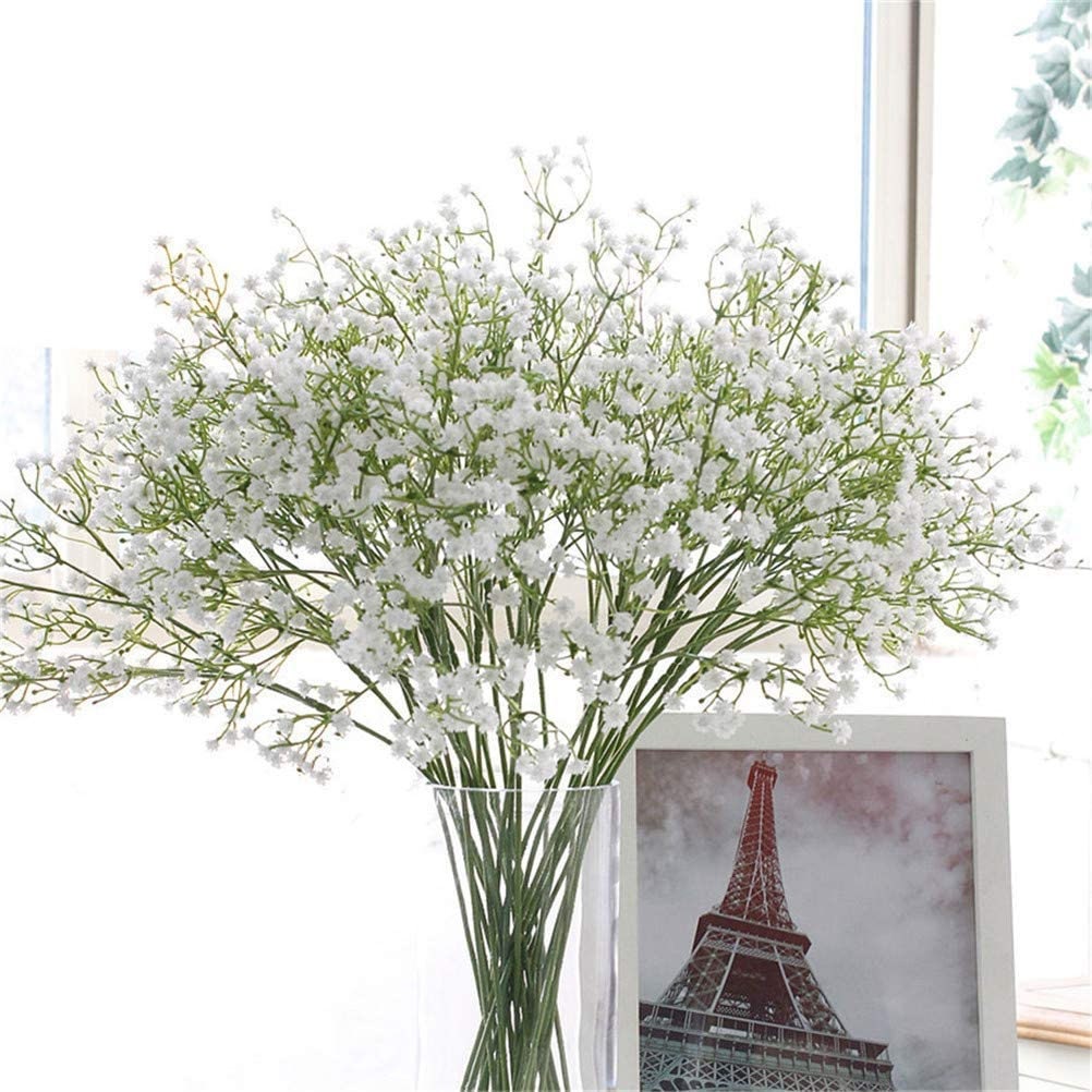 N&T NIETING Babys Breath Artificial Flowers,10Pcs Fake White Baby Breath  Flowers Artificial Bulk, Real Touch Faux Babies Breath Gypsophila for  Wedding