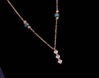 Adjustable Rose Gold 925 Silver Jewelry Zircon Stone Wedding Necklace Minimalist Sterling Silver Women