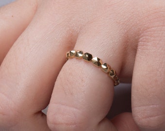 14k Solid Gold Ring, Dainty Minimal Block Ring, 14k Gold Bar Ring, Gold Wedding Ring, 14k Gold Stacking Band Ring Gift, Anniversary Ring