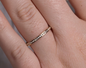 14k Solid Gold Dainty Minimal Wedding Ring Vintage Anniversary Band Gold Promise Ring