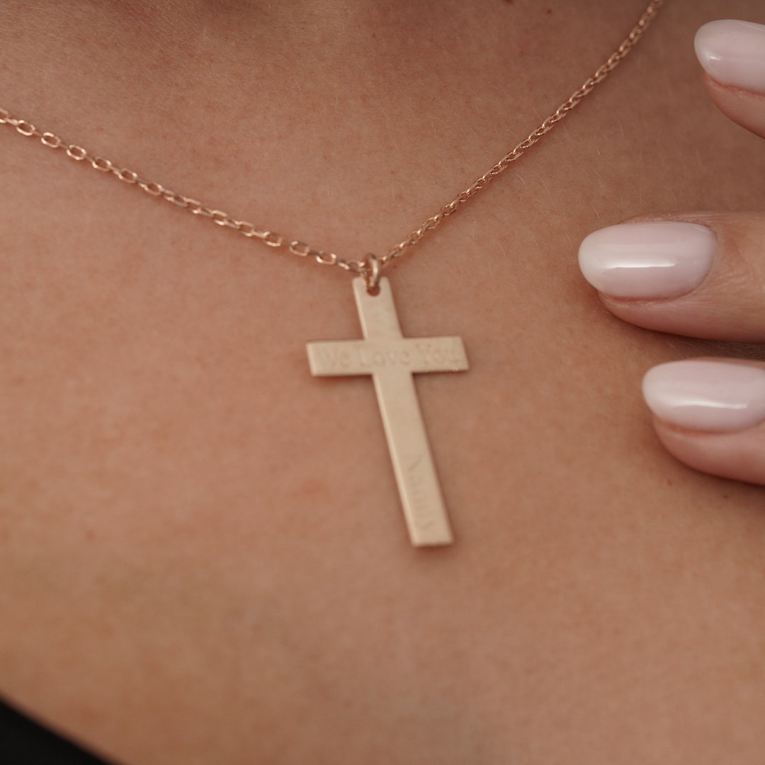 Personalized Name Cross Necklace 925K Silver Cross Necklace, Custom