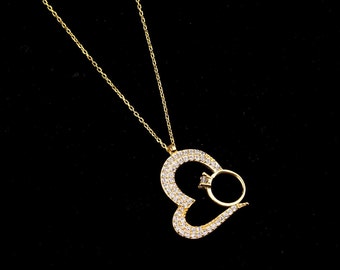 Adjustable Rose Gold 925 Silver Hollow Heart Jewelry Symbol Wedding Necklace Minimalist Sterling Silver Women