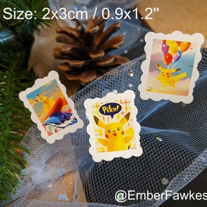 Retro Pikachu Stamp Sticker Set (Vinyl)