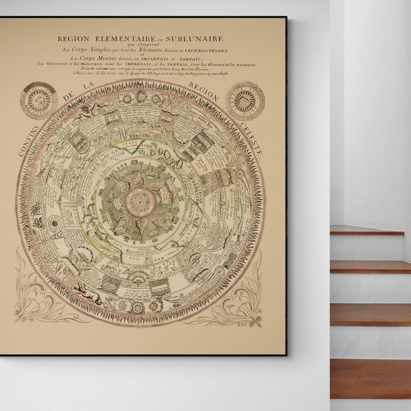 1695 Mappa del Cosmo Idea rinascimentale dell'Universo Grafico Astronomia Astrologia medievale Celeste Antico Esoterico Decor Art Poster Stampa