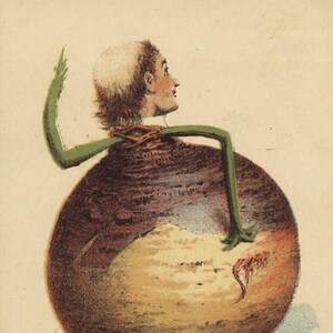 Rübe Mann Lustig Alte Anthropomorphe Werbung Handel Karte Küche Restaurant Dekor Vintage Antike Kunst Poster Druck