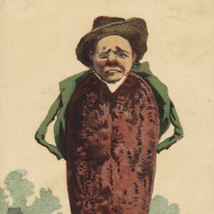 Süßkartoffel Mann Lustige Anthropomorphe Alte Werbung Handel Karte Küche Restaurant Dekor Vintage Antike Kunst Poster Druck