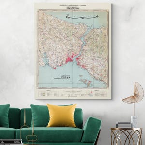 1916 Ottoman Turkish Map of Constantinople Istanbul Turkey Ottoman Empire Cartography History Decor Fine Art Print