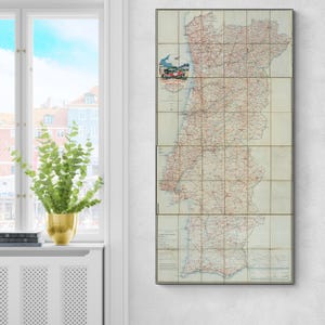1926 Straßenkarte von Portugal Europäische Geographie Portugiesische Kartographie Geschichte Dekor Fine Art Print