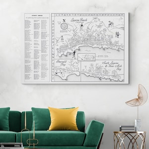Bildkarte von Laguna Beach – Mid-Century Südkalifornische Landkarte – Küstenstraßen, Grundbesitz und Urlaubsorte am Pazifik