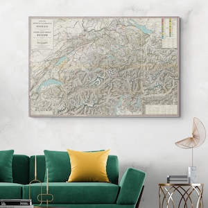 1870 Map of Switzerland – Detailed 19th Century Swiss Cartography Showing Cantons, Mountains, Roads, and Political Borders