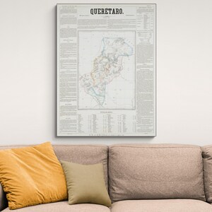 1858 Kaart van Querétaro Mexico Centraal-Amerikaanse geografie Mexicaanse geschiedenis cartografie decor Fine Art Print