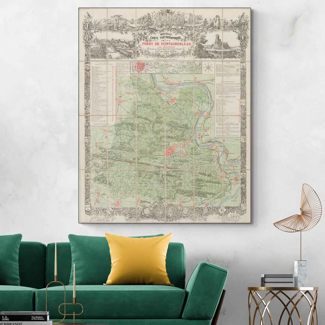 1908 Hiking Map of the Forest of Fontainebleau France – Early Trail Map ...