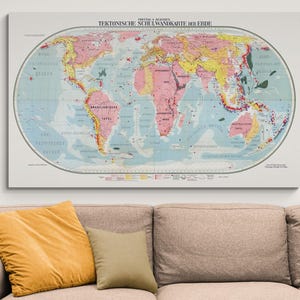 1926 Tektonische Weltkarte Platte Tektonik Theoretische Erdgeschichte Geologie Dekor Fine Art Print
