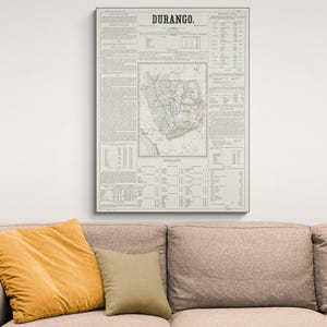 1858 Kaart van Durango Mexico Centraal-Amerikaanse geografie Mexicaanse geschiedenis cartografie decor Fine Art Print