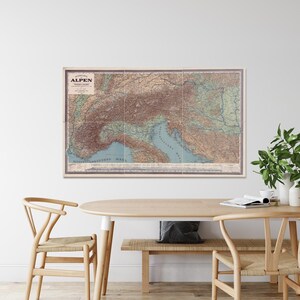 1885 Haardt Survey kaart van het Alpengebergte Alpine geografie alpinisme cartografie geschiedenis decor Fine Art Print