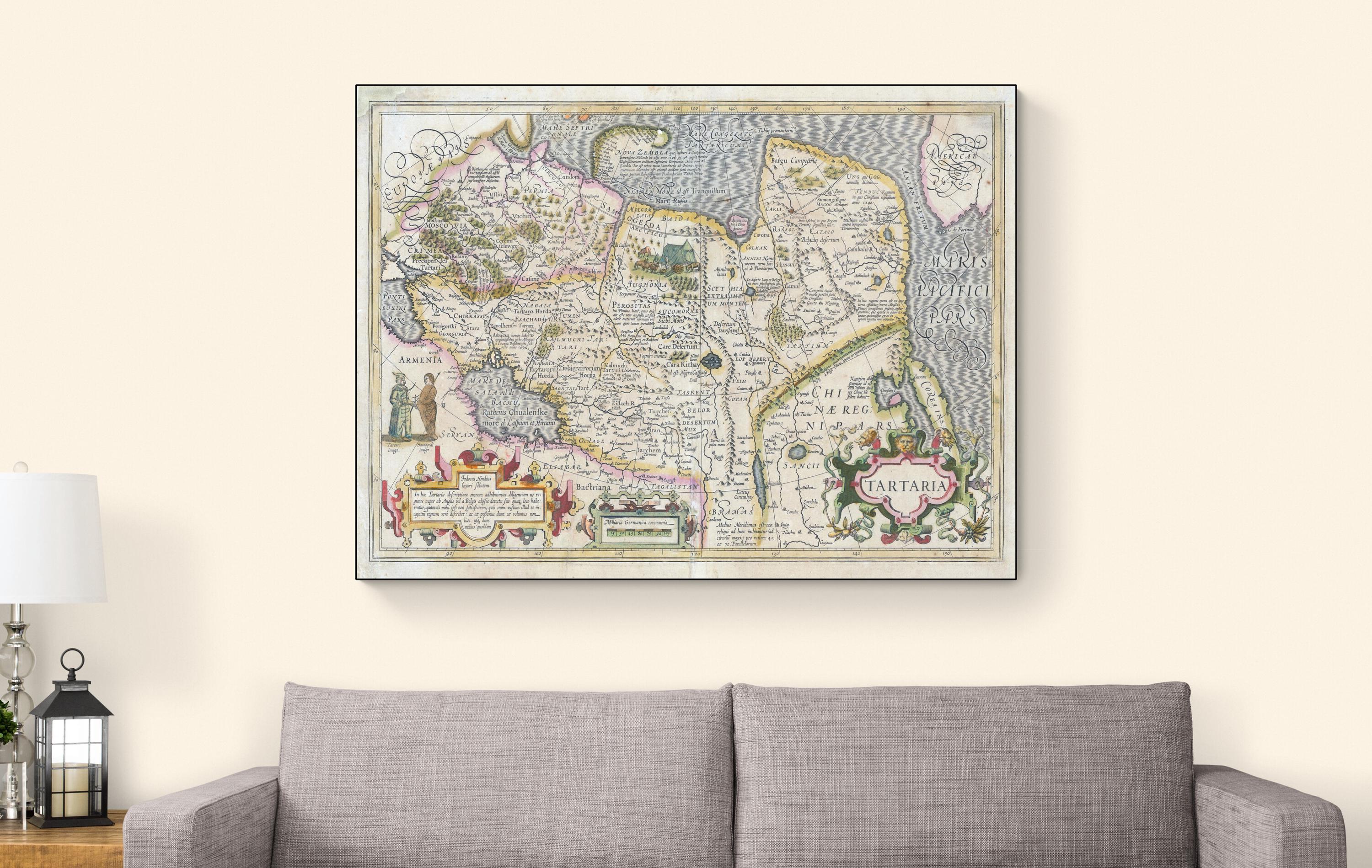 1606 Map of Tartary by Hondius – Early 17th Century Central Asian ...