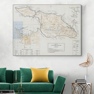 1913 Map of Catalina Island California – Historic Santa Catalina Map Showing Harbors, Trails, Elevations & Early Land Features in Detail