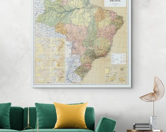 1954 Map of Brazil – Mid-20th Century Political and Geographic Map Showing States, Cities, Rivers, Mountains & Transportation Networks