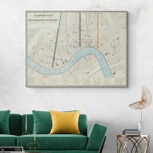 1849 Karte von New Orleans Louisiana amerikanische Antebellum Geschichte Kartographie Dekor Fine Art Print