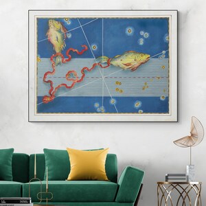 17th Century Pisces Sternzeichen Illustration Sternzeichen Konstellation Astrologie Dekor Fine Art Print