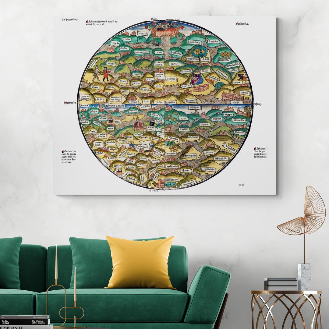 Rema Map 1491 Biblical World Map – Historical Medieval Cartography Depicting ...